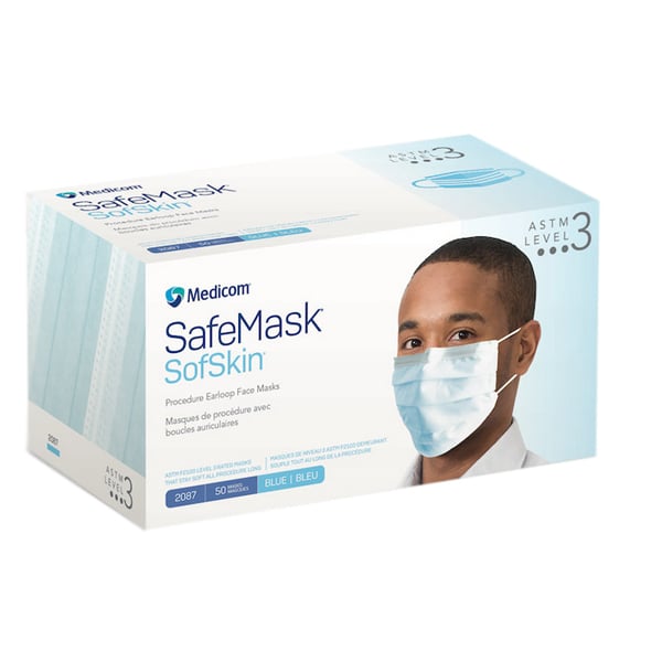 Safemask Sofskin Earloop Masks Level 3 Blue 50Bx