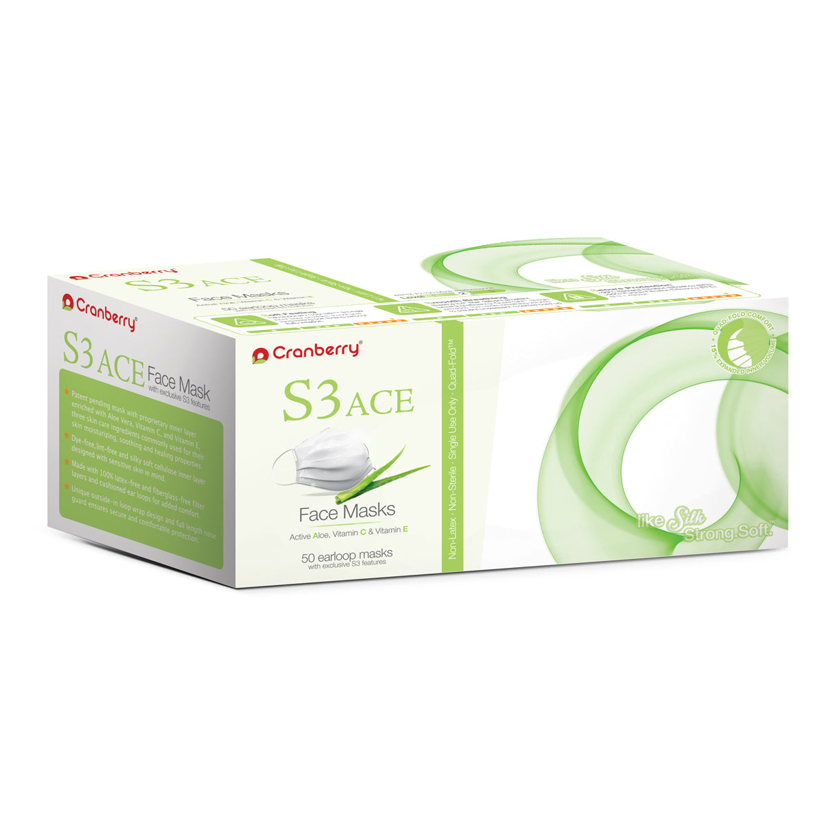 Cranberry S3 Ace White Mask 50Bx