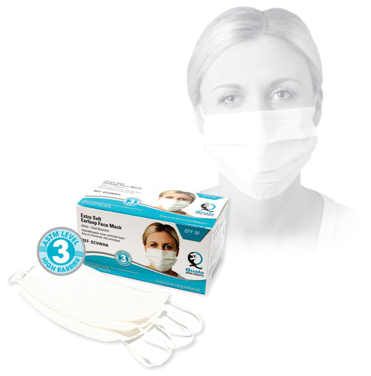 Quala Extra Soft Earloop Face Masks White Level 3 50Bx