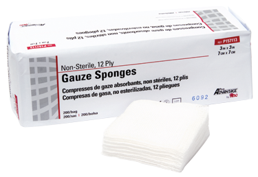 Gauze Sponge, 3" x 3", 12-Ply